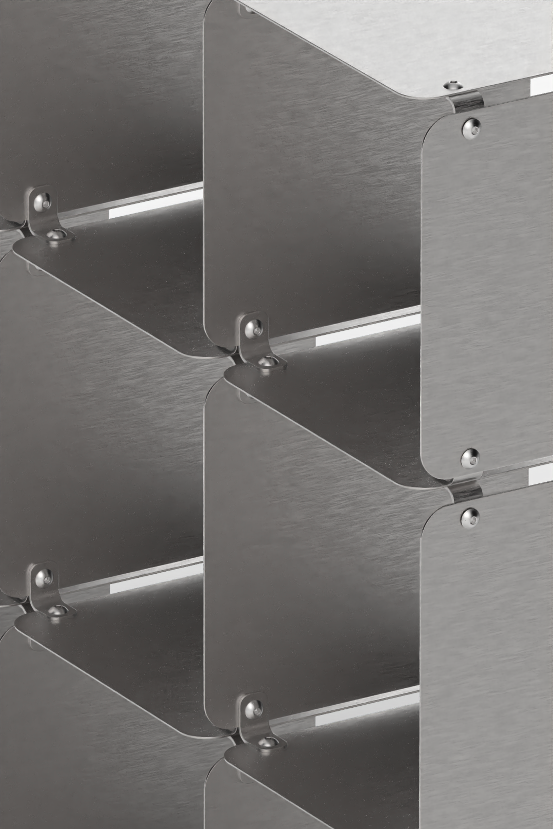 Grid 09 Brushed Stainless Steel Display Shelf
