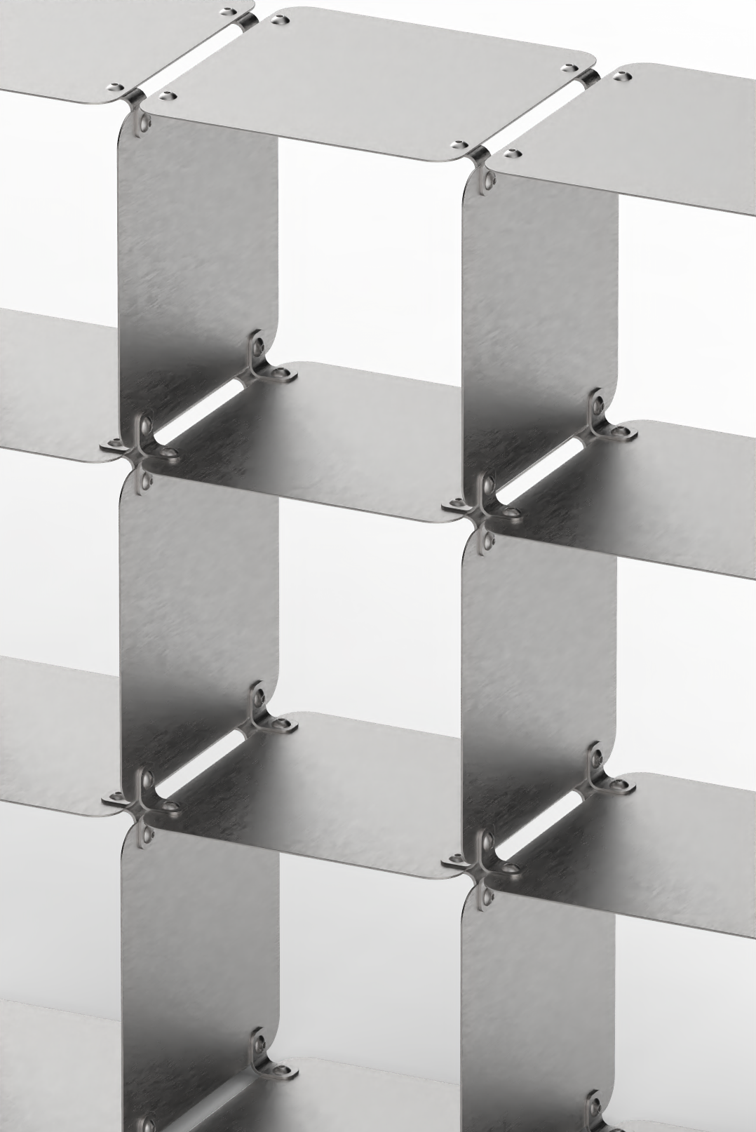 Grid 09 Brushed Stainless Steel Display Shelf