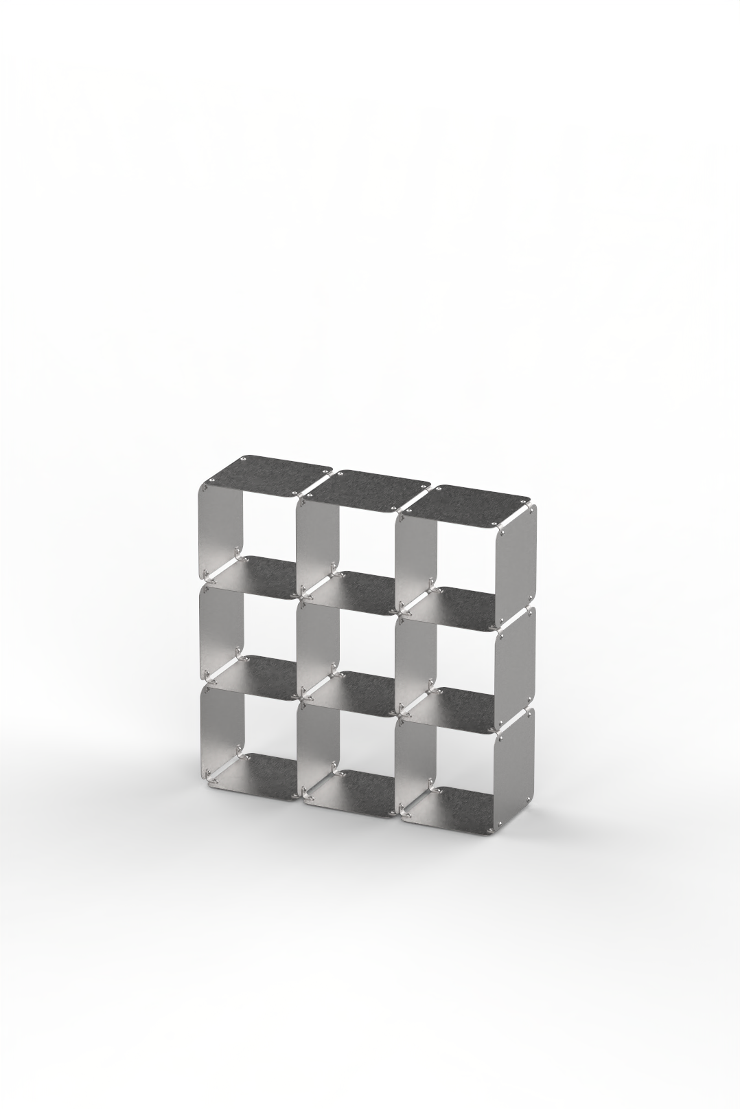 Grid 09 Brushed Stainless Steel Display Shelf
