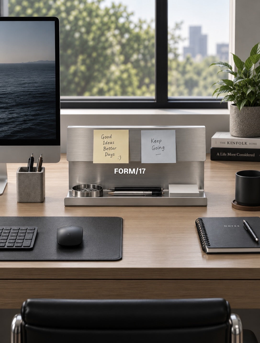 Front lifestyle view of the FORM/17 Desk Ledge