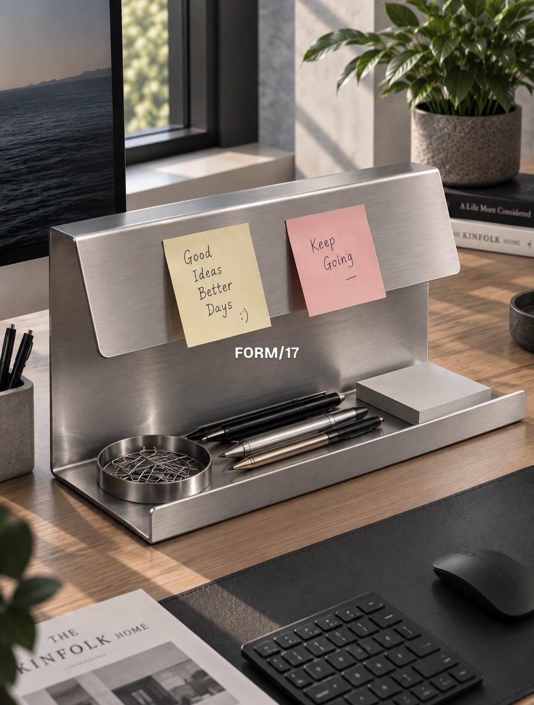 Close lifestyle view of the FORM/17 Desk Ledge