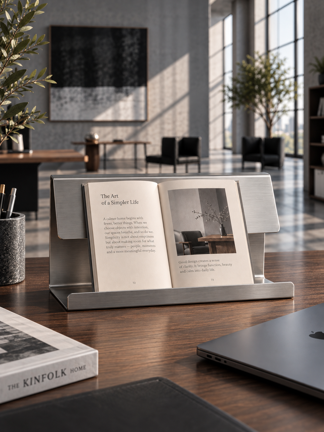 FORM/17 Desk Ledge supporting an open book