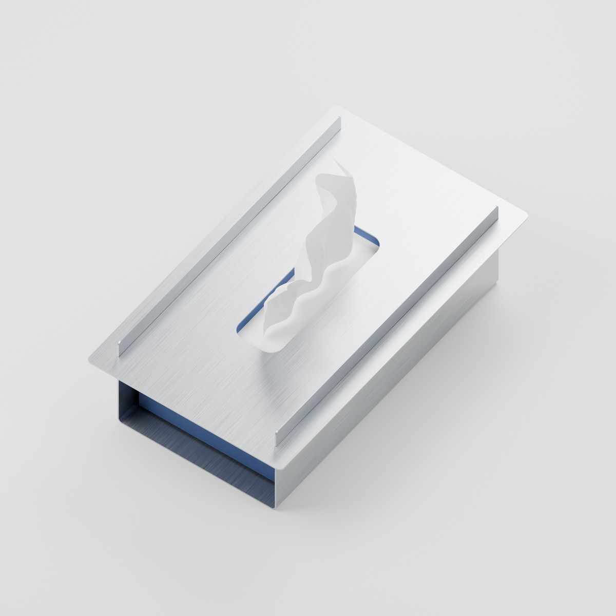 Studio overhead view showing the elongated tissue slot and raised edges