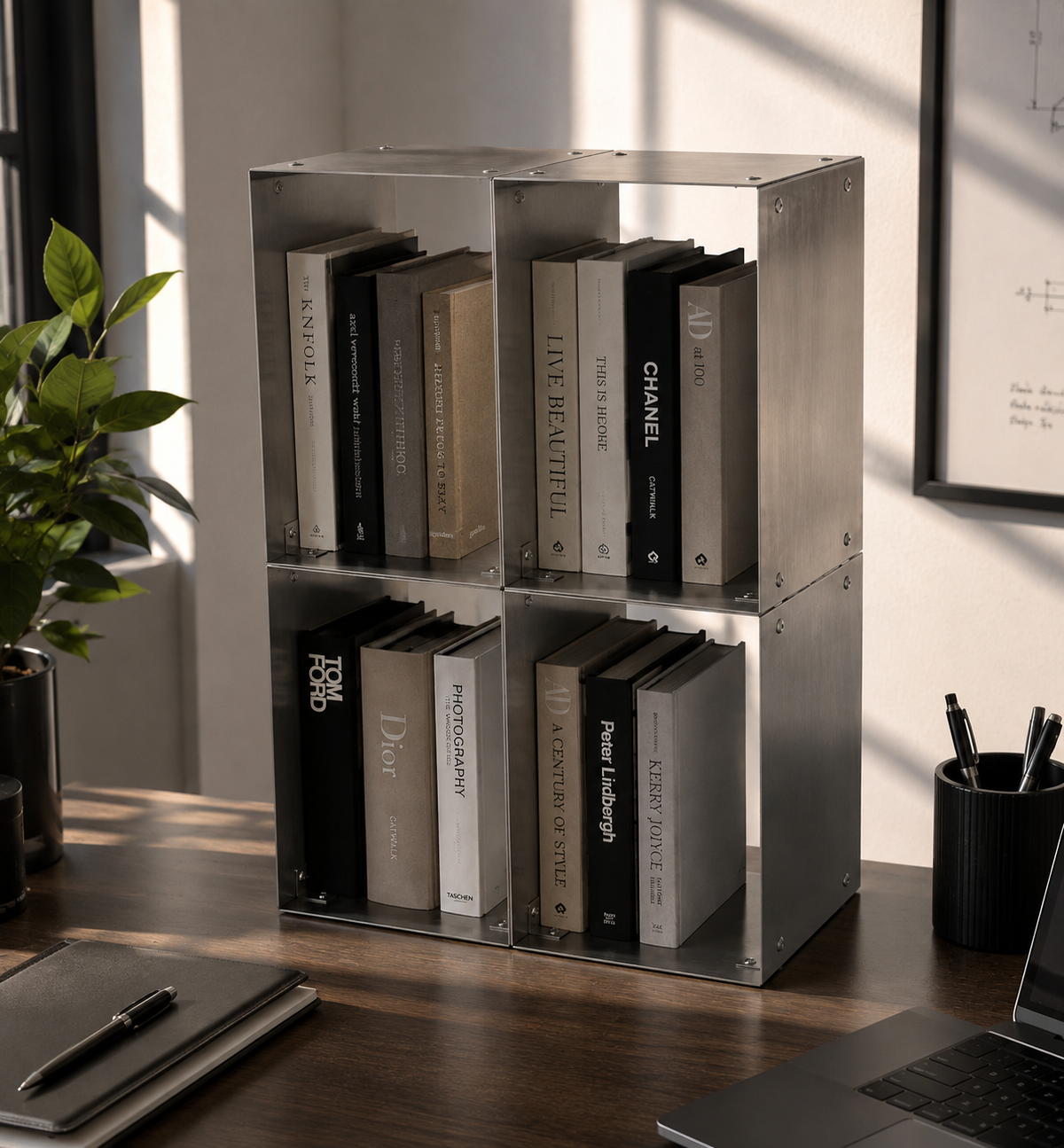 FORM/17 GRID/04 bookshelf in a contemporary workspace